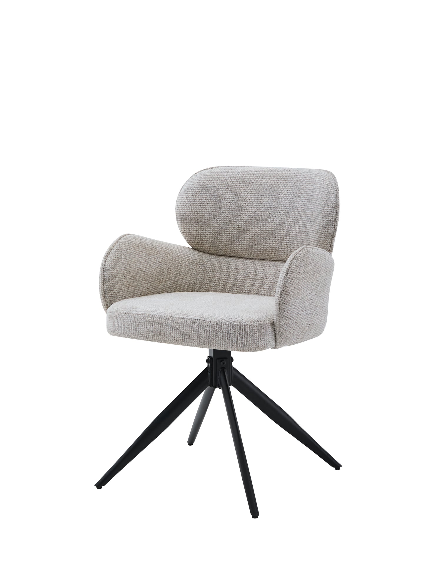 Eetkamerstoel Wipke – Kleur 02 Sand met Zwart Metalen Frame