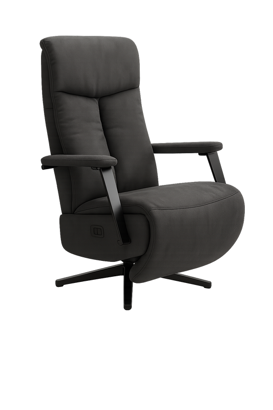 Aston Relaxfauteuil – Luxe Microleder, Elektrisch verstelbaar (2 motoren + accu) bull antraciet