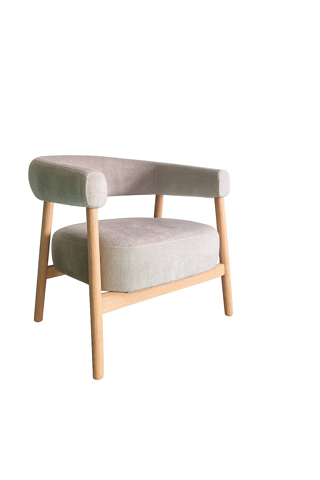 Royce fauteuil in stof Harmony 04 beige met eiken armleuningen