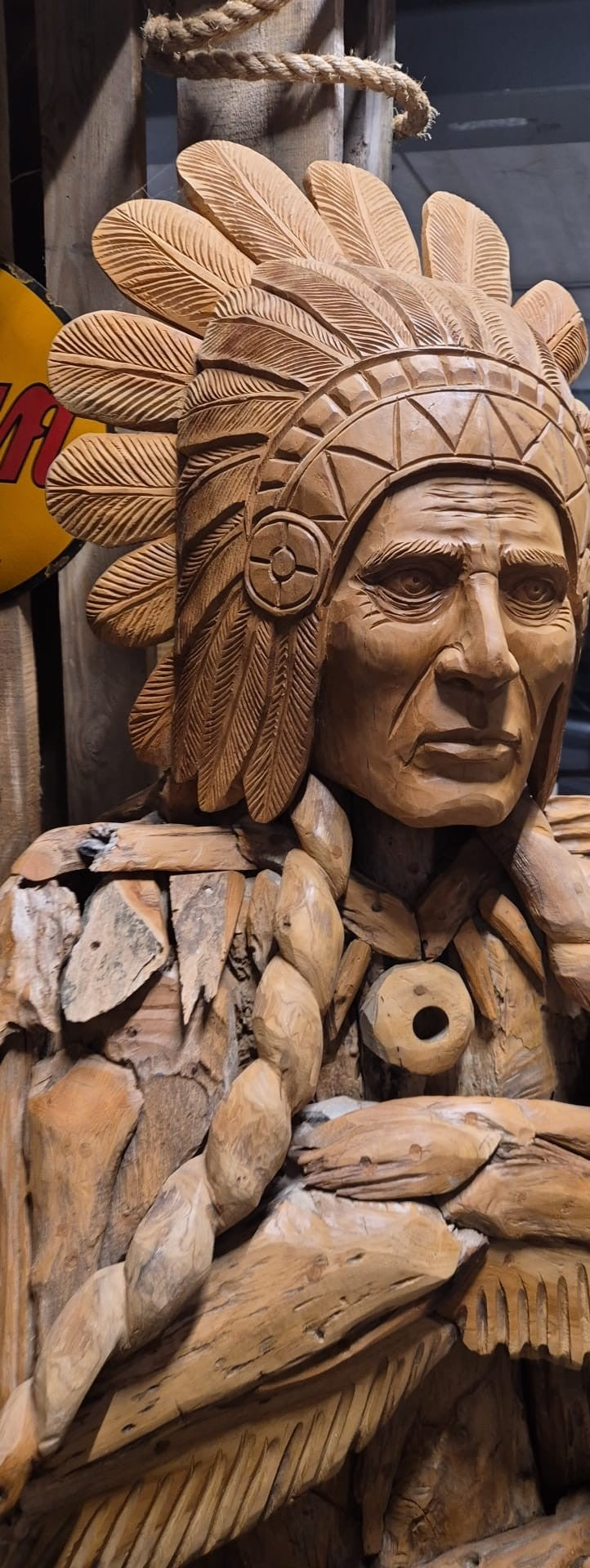 Teakhouten Indiaan Beeld – Levensgroot Decorbeeld 205 cm