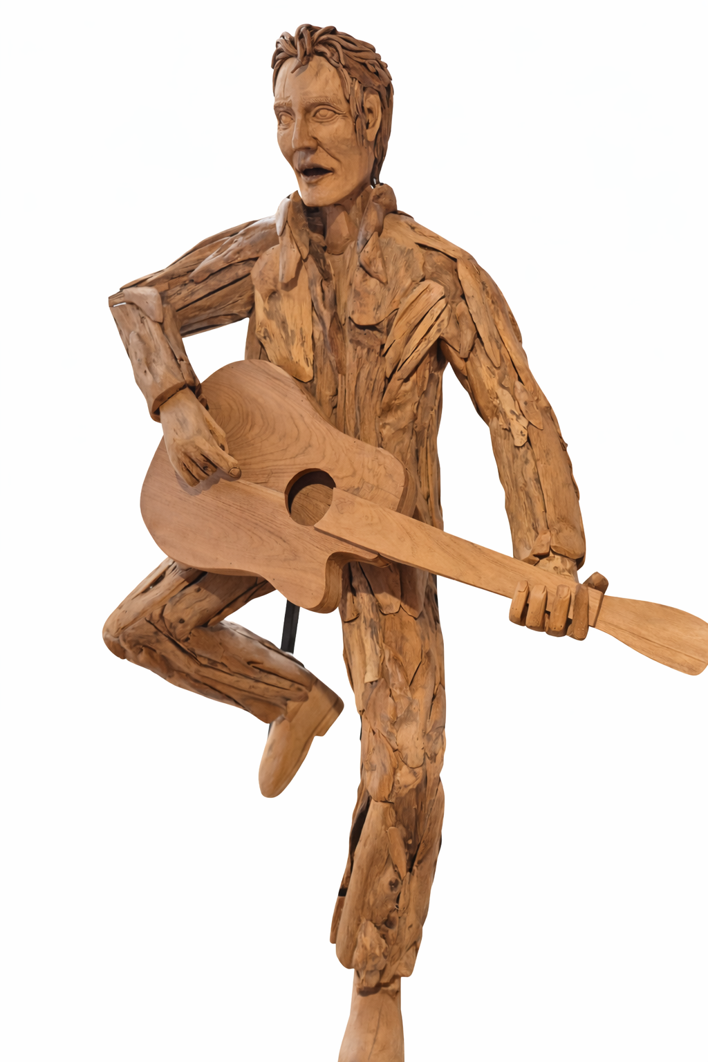 Teakhouten Elvis Beeld met Gitaar – Levensgroot Decorbeeld 200 cm