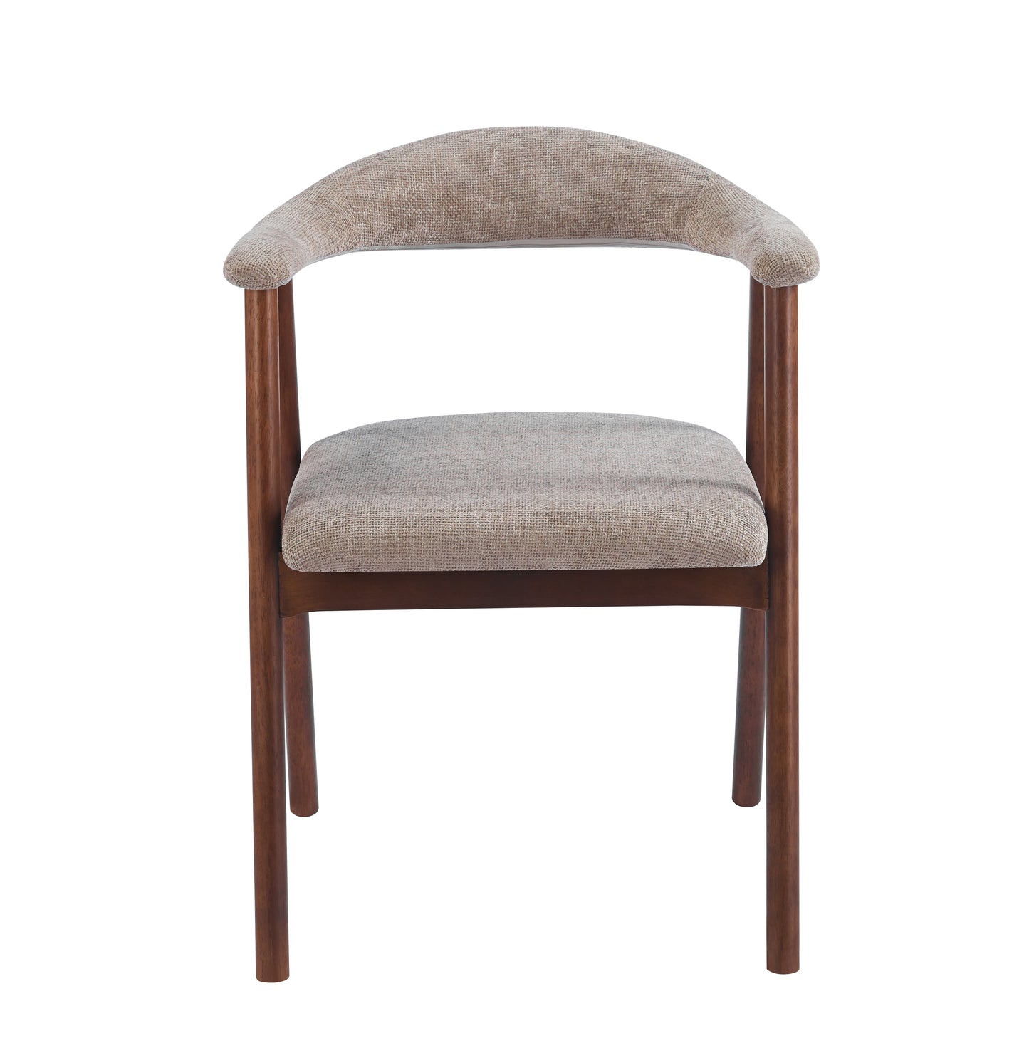 Stoel Fred – taupe kleurige Bekleding met Walnut Houten Frame