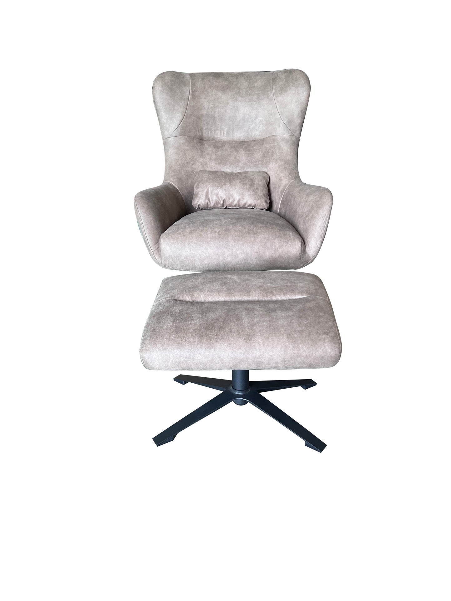 Fauteuil Muck met hocker | Stof Cowboy 809 Stone