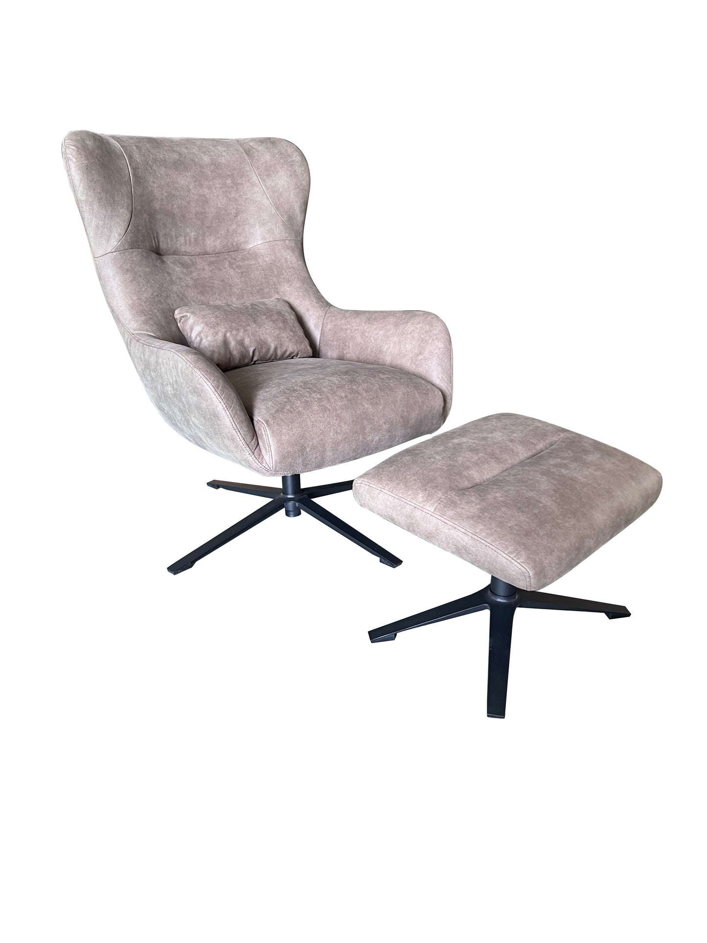 Fauteuil Muck met hocker | Stof Cowboy 809 Stone
