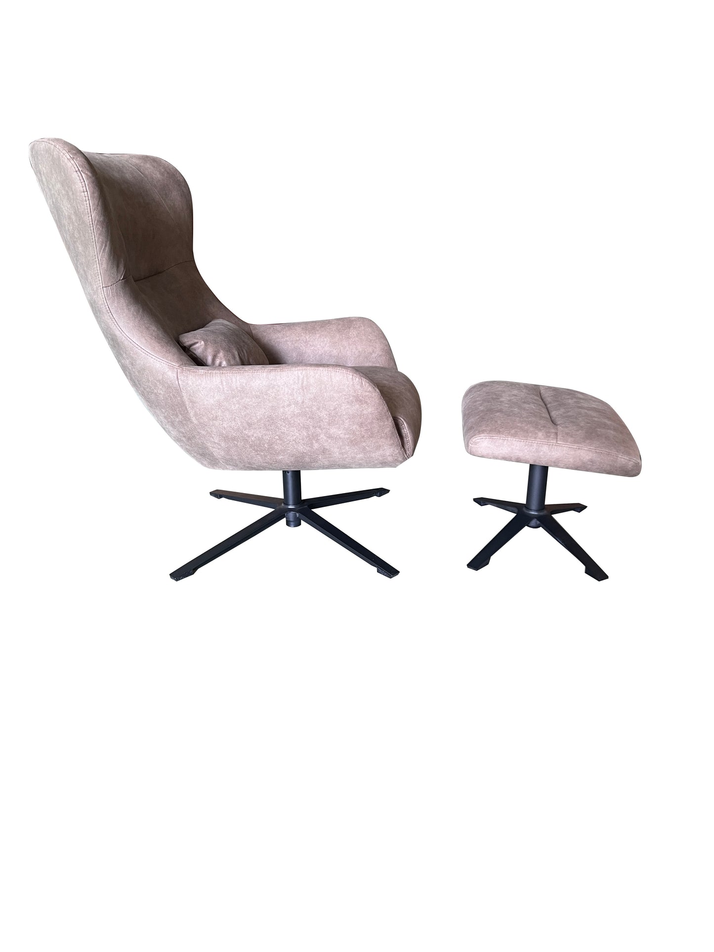 Fauteuil Muck met hocker | Stof Cowboy 809 Stone