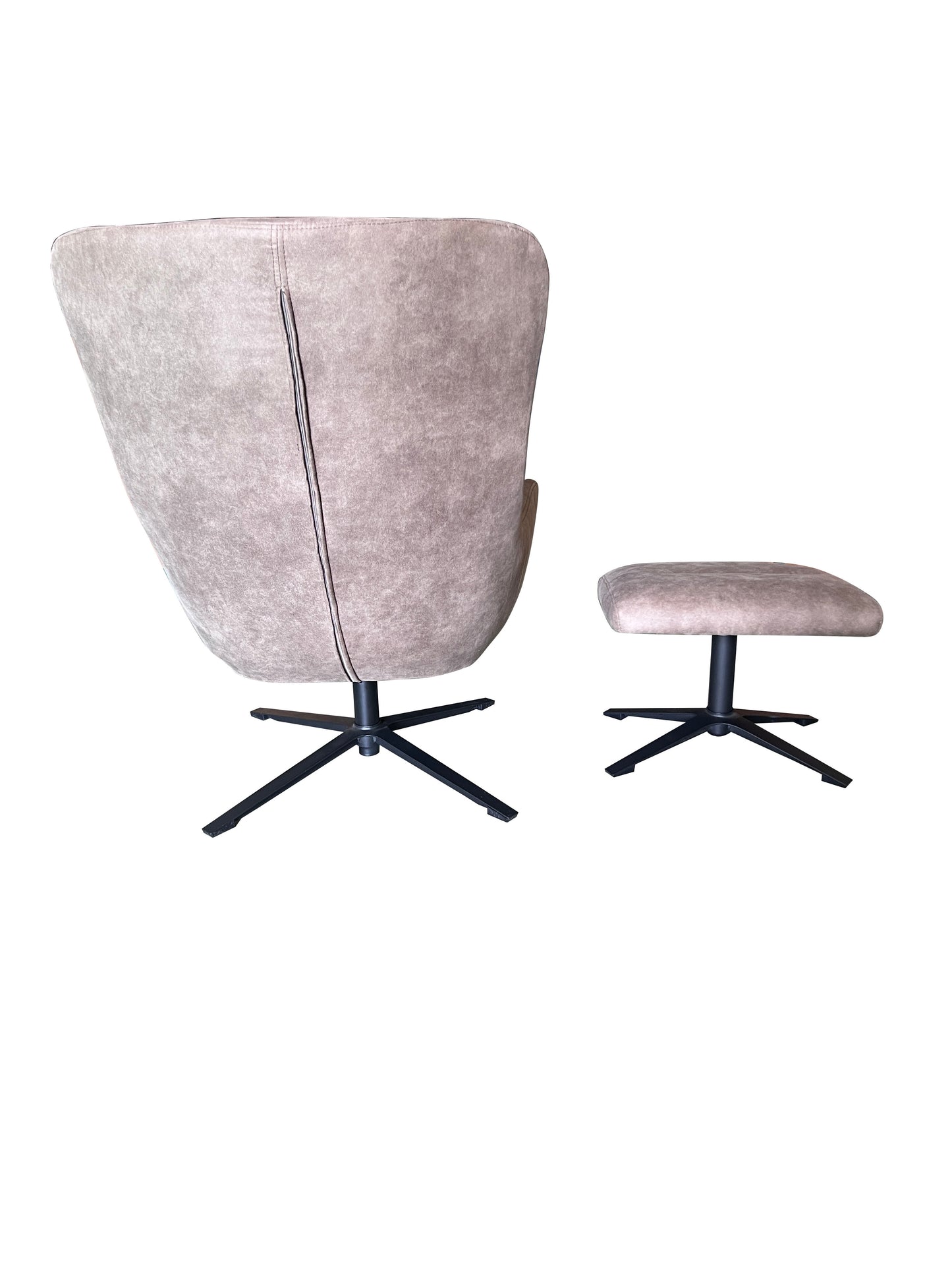 Fauteuil Muck met hocker | Stof Cowboy 809 Stone