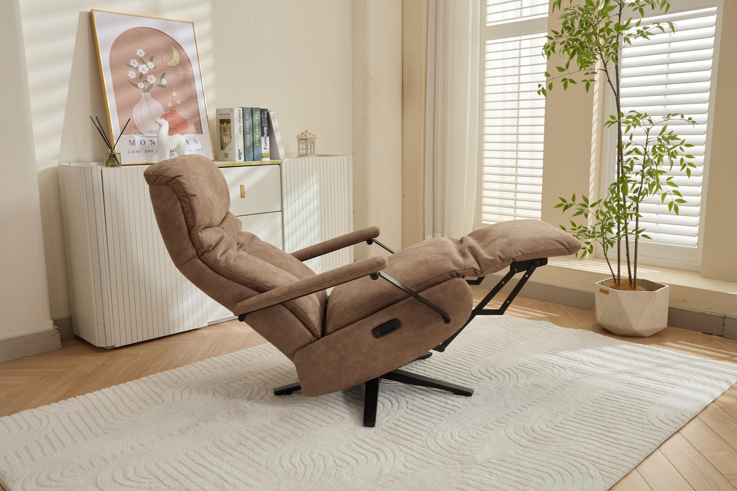 Aston Relaxfauteuil – Luxe Microleder, Elektrisch verstelbaar (2 motoren + accu) bull liver