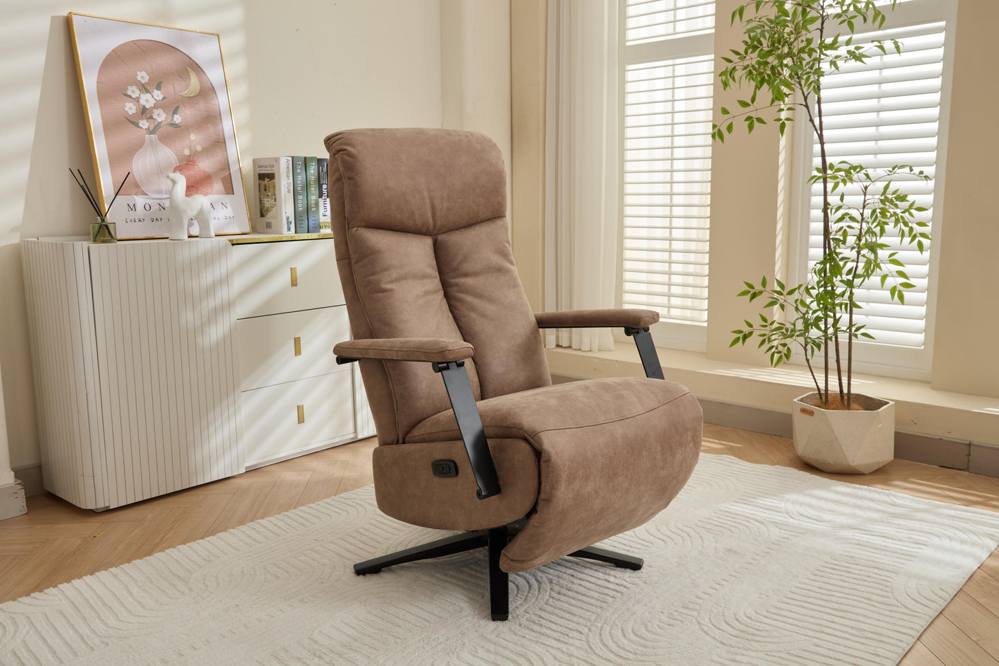 Aston Relaxfauteuil – Luxe Microleder, Elektrisch verstelbaar (2 motoren + accu) bull liver