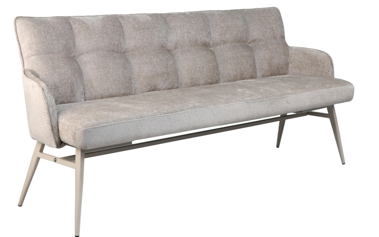 Eetkamerbank James – 180 cm | Beige stof met zandkleurige poten