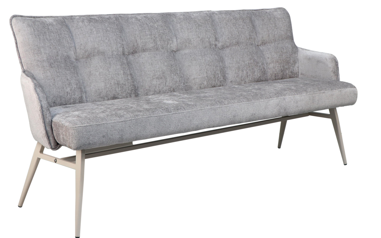 Eetkamerbank James – 180 cm | Grijze stof Harmony 82 met zandkleurige poten