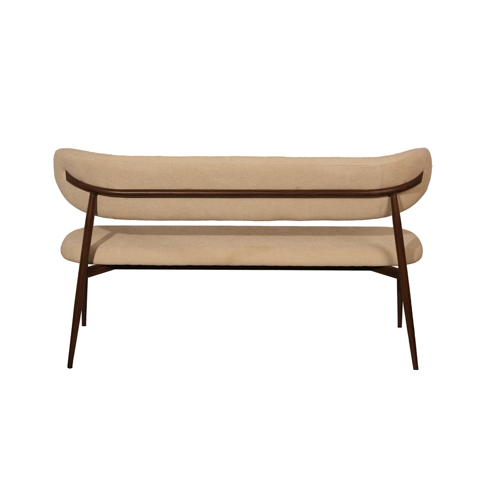 Bankje Kami – 150 cm | Japandi stijl | Metaal frame (brown) | Kleur cream