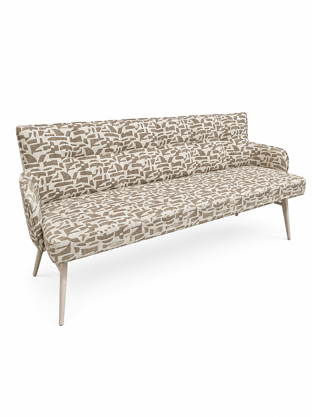 Eetkamerbank James – 180 cm | Patroon beige 120 met zandkleurige poten