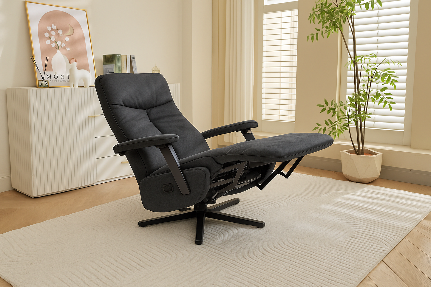Aston Relaxfauteuil – Luxe Microleder, Elektrisch verstelbaar (2 motoren + accu) bull antraciet