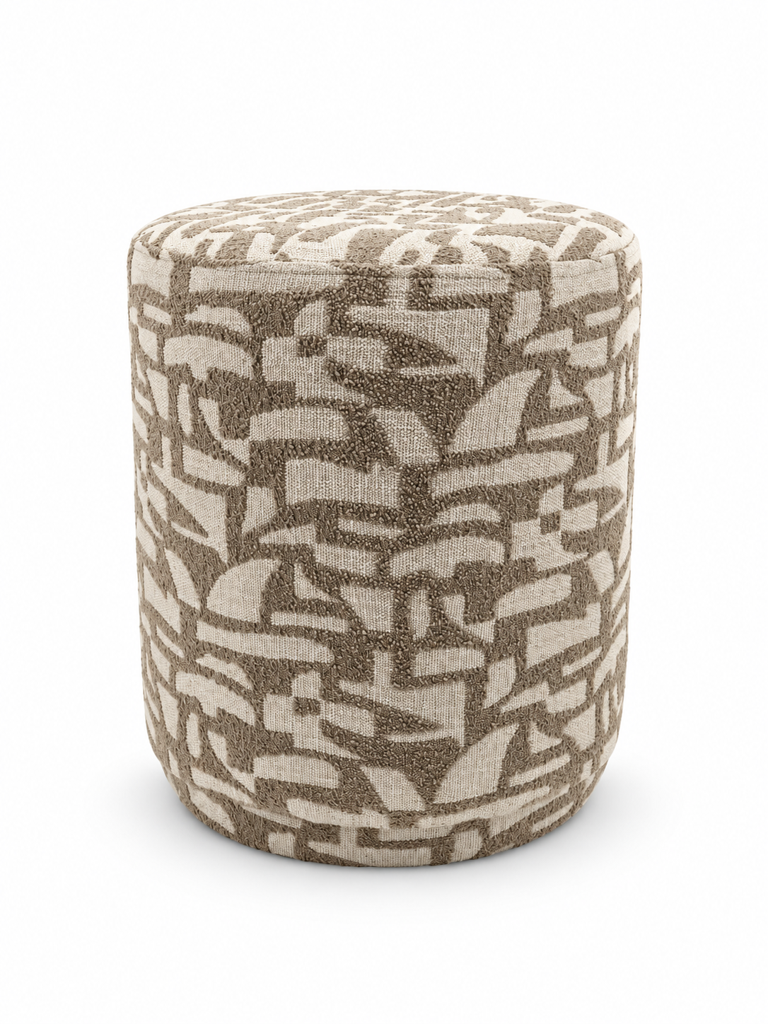 Poef Print Stof 120 Beige – Ø40 x H48 cm