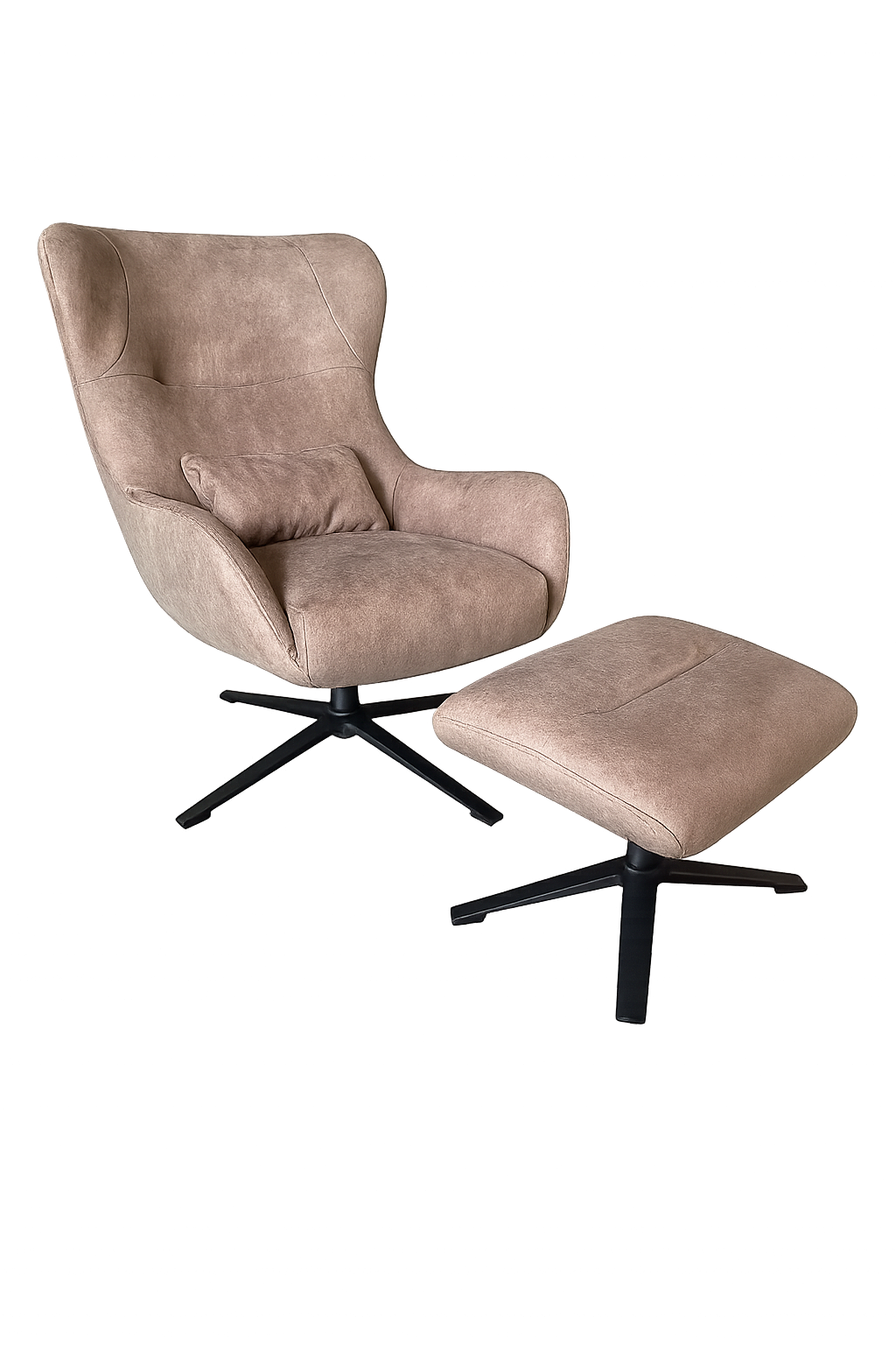 Fauteuil Muck met hocker | Stof Cowboy 809 Stone