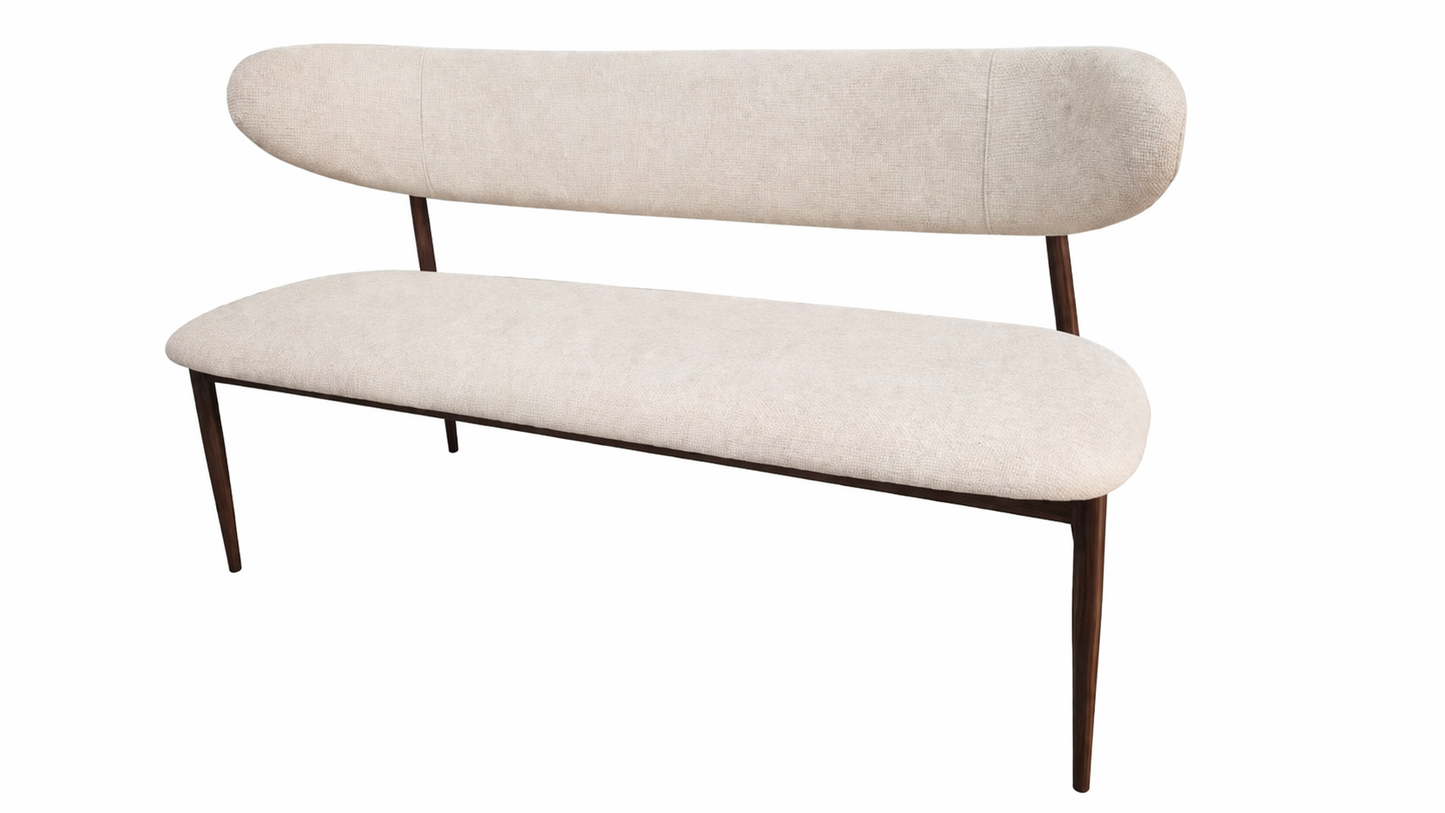 Bankje Kami – 150 cm | Japandi stijl | Metaal frame (brown) | Kleur cream