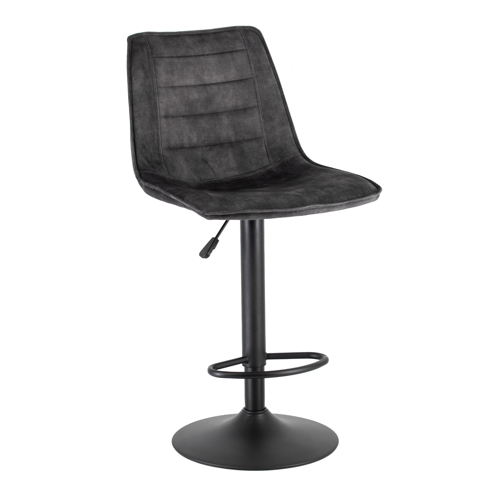 Barstoel Nikos in stof velvet dark grey