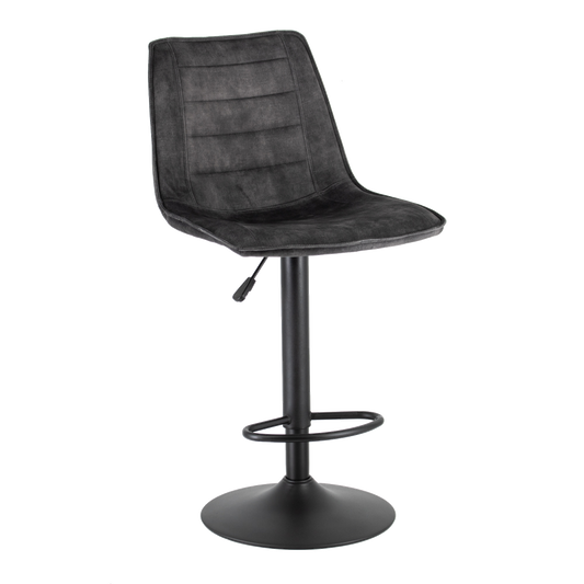 Barstoel Nikos in stof velvet dark grey
