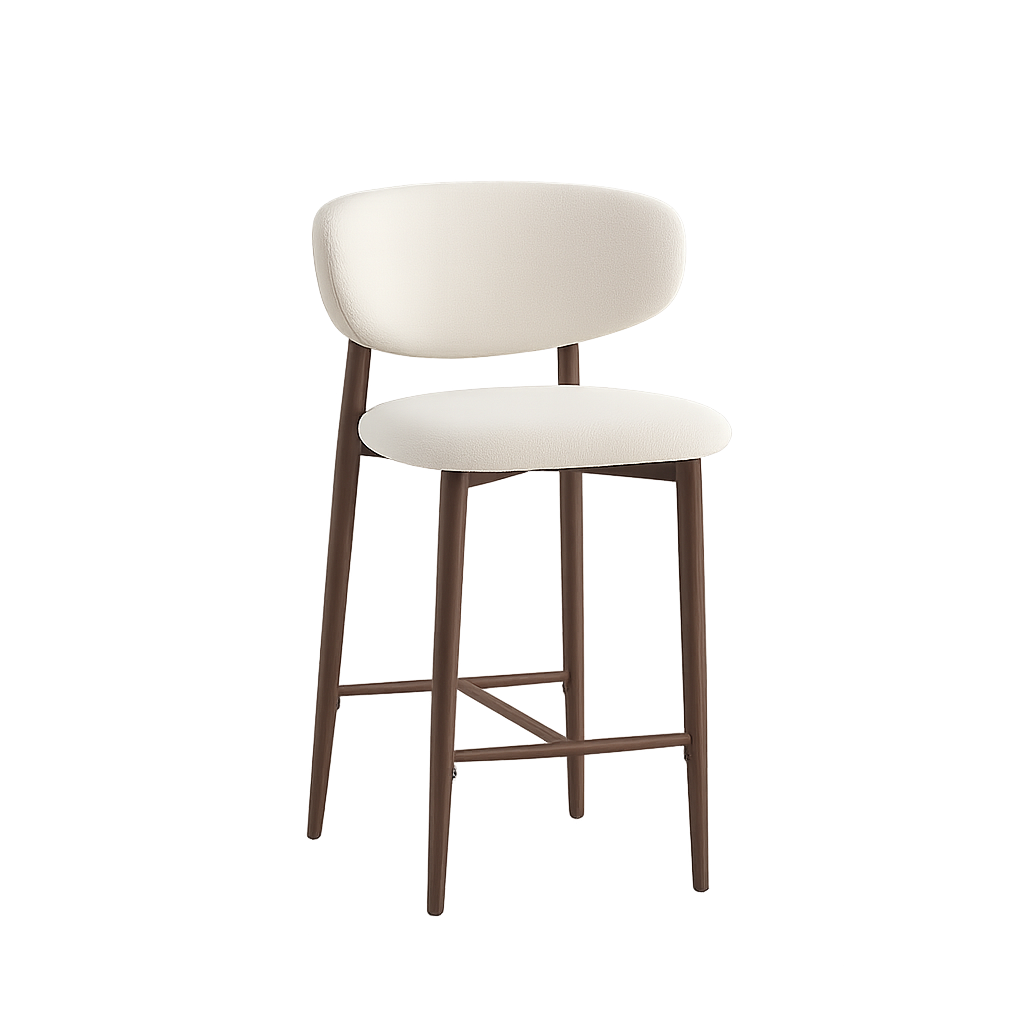 Barstoel Raven – 02 Beige Bekleding & Walnoot Frame