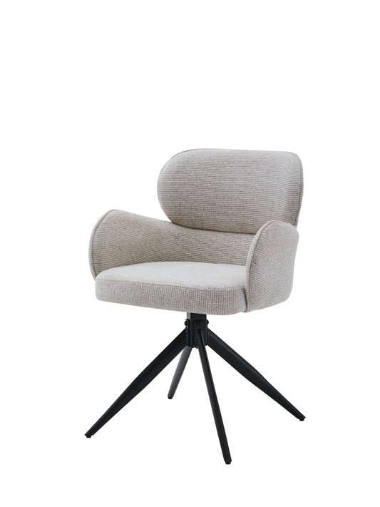 Eetkamerstoel Wipke – Kleur 02 Sand met Zwart Metalen Frame