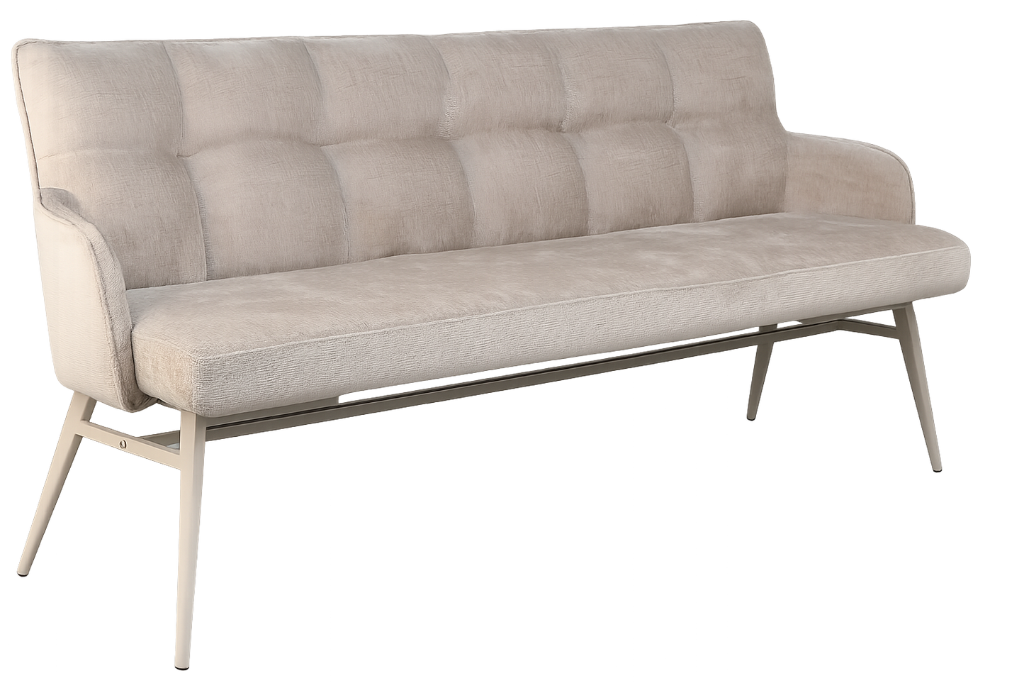 Eetkamerbank James – 180 cm | Beige stof met zandkleurige poten