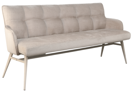 Eetkamerbank James – 180 cm | Beige stof met zandkleurige poten