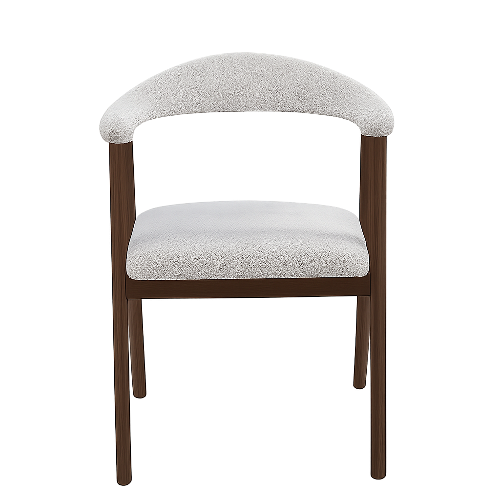 Stoel Fred – Zandkleurige Bekleding met Walnut Houten Frame