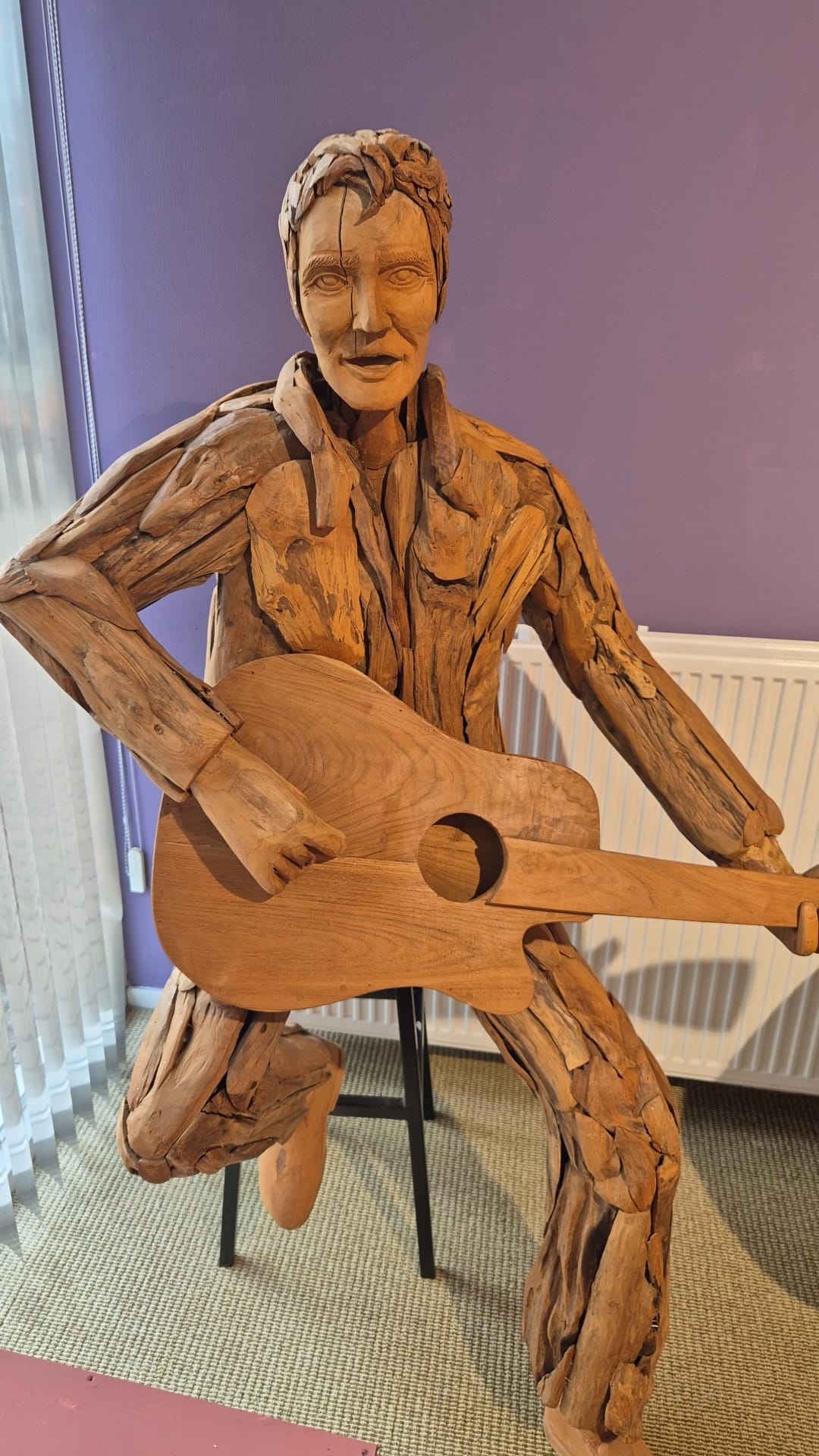 Teakhouten Elvis Beeld met Gitaar – Levensgroot Decorbeeld 200 cm