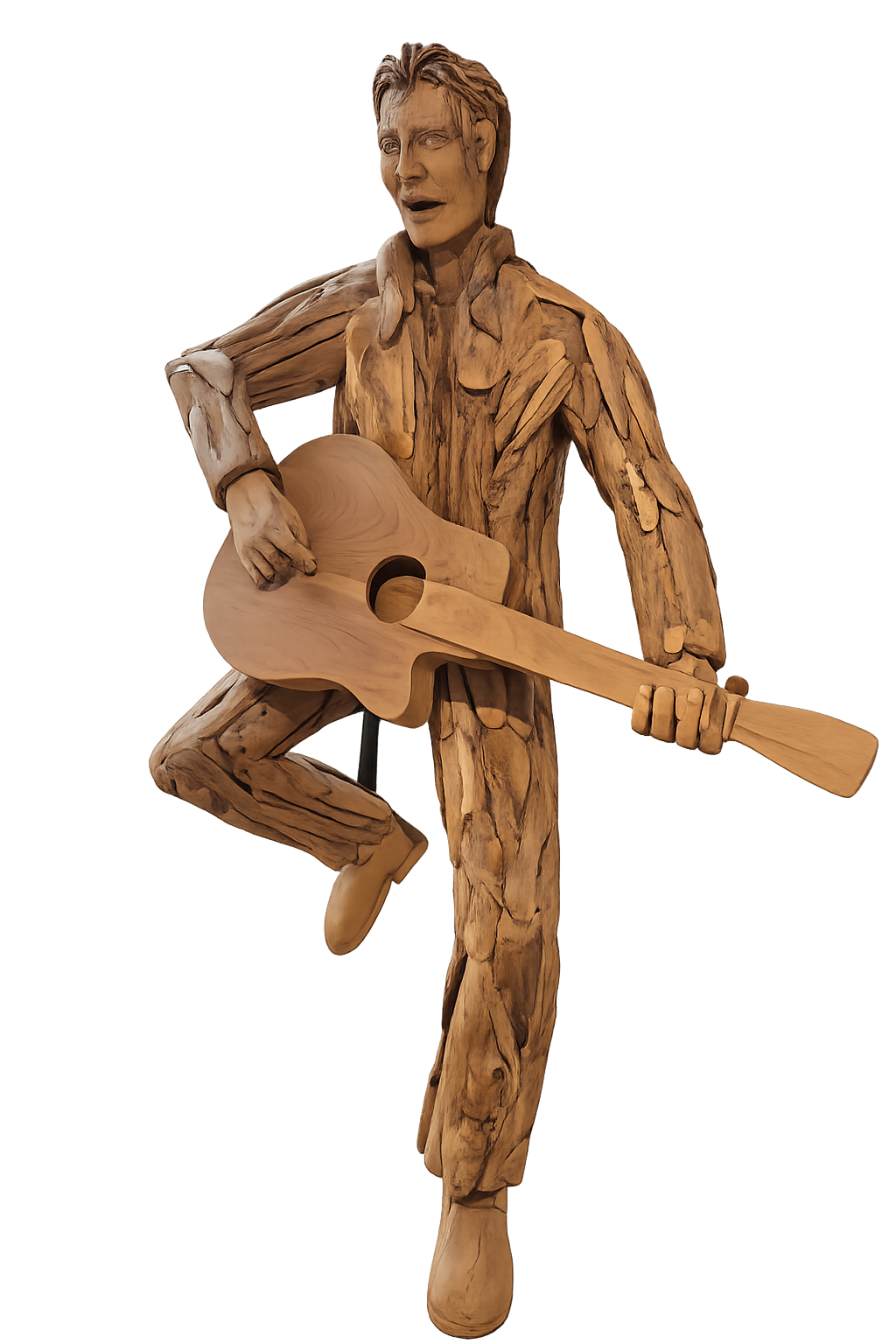 Teakhouten Elvis Beeld met Gitaar – Levensgroot Decorbeeld 200 cm
