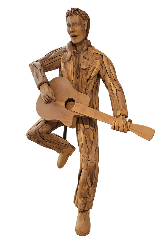 Teakhouten Elvis Beeld met Gitaar – Levensgroot Decorbeeld 200 cm