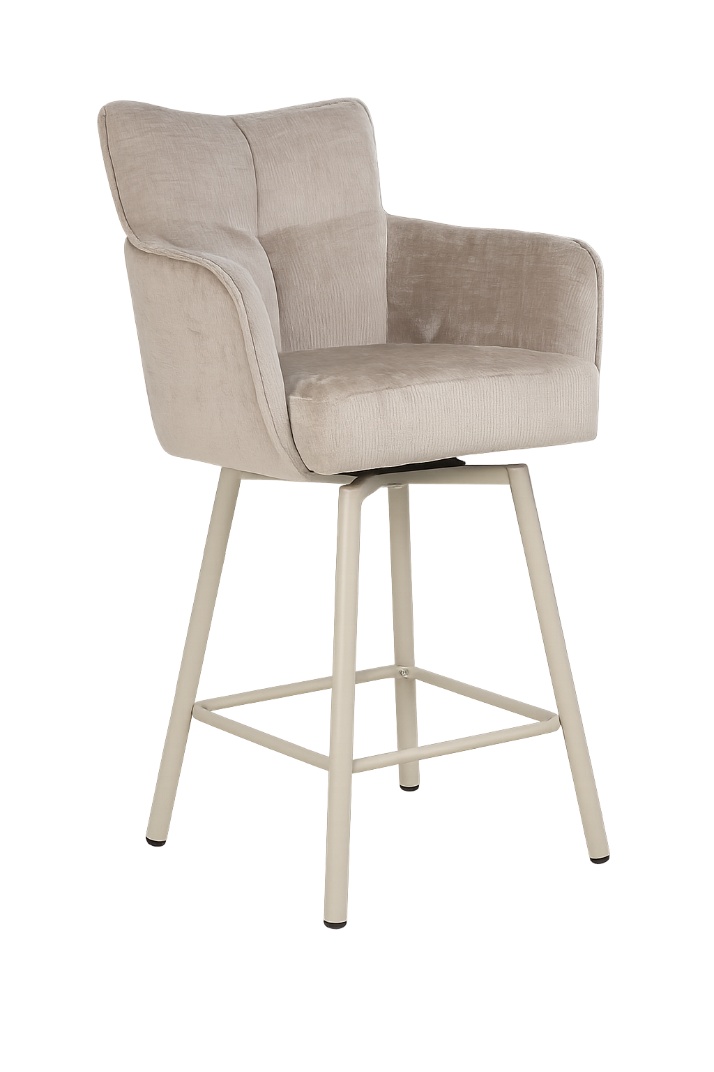 Barstoel James – Harmony 04 Beige | 360° draaibaar met return | Zandkleurige metalen poten