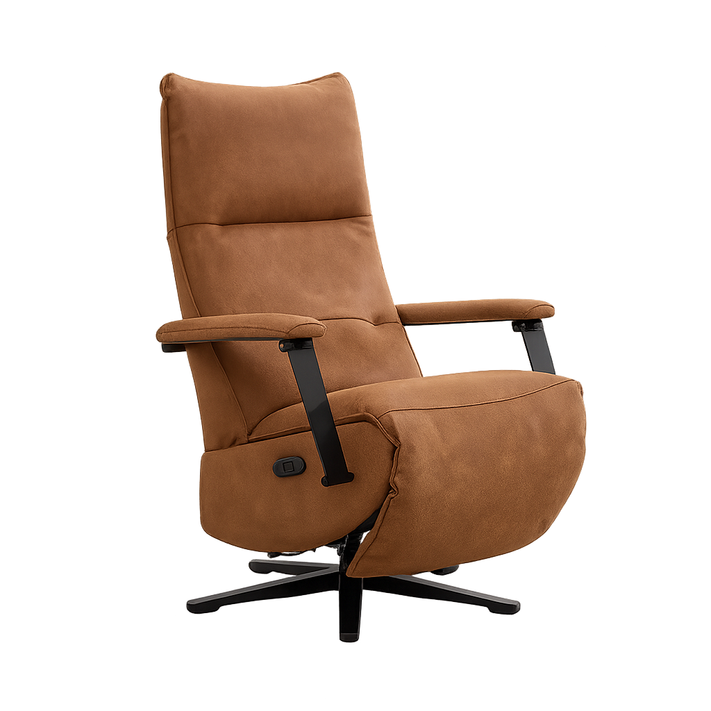 Relaxfauteuil Martin – 2-motorig met accu – Bull Leder – Camel