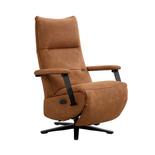 Relaxfauteuil Martin – 2-motorig met accu – Bull Leder – Camel