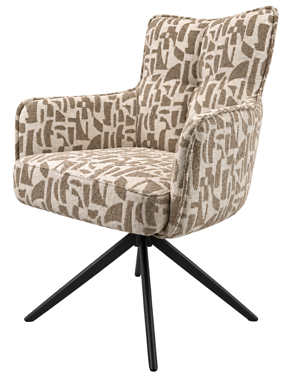 Stoel James in patroon beige 120 pootkleur nordic brown