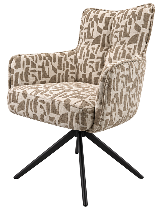 Stoel James in patroon beige 120 pootkleur nordic brown