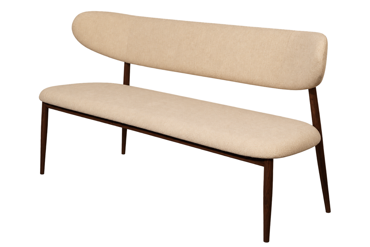 Bankje Kami – 150 cm | Japandi stijl | Metaal frame (brown) | Kleur cream