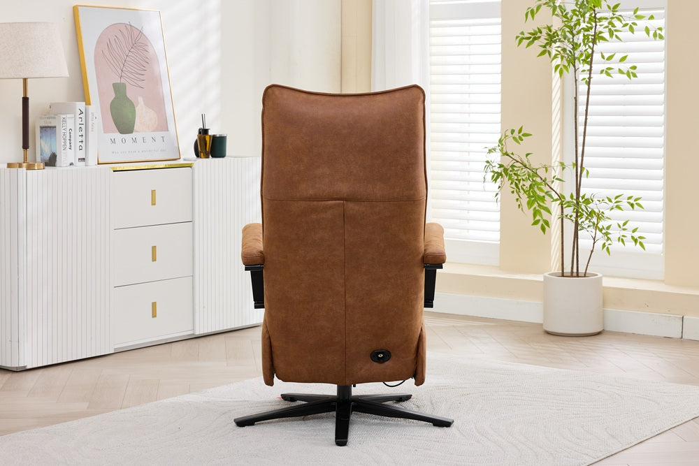 Relaxfauteuil Martin – 2-motorig met accu – Bull Leder – Camel