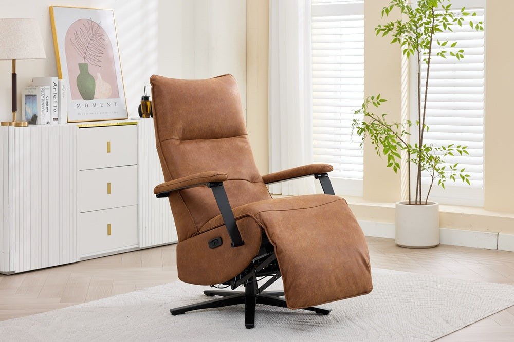 Relaxfauteuil Martin – 2-motorig met accu – Bull Leder – Camel