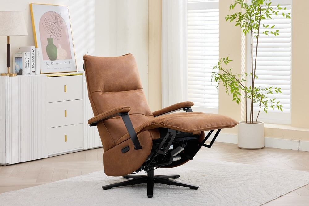 Relaxfauteuil Martin – 2-motorig met accu – Bull Leder – Camel