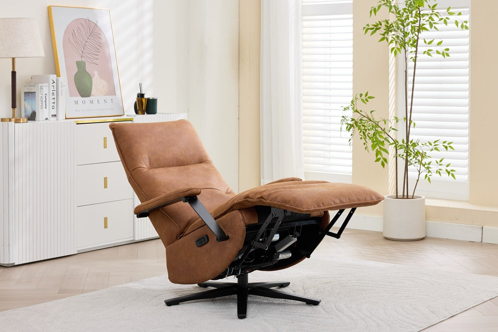 Relaxfauteuil Martin – 2-motorig met accu – Bull Leder – Camel