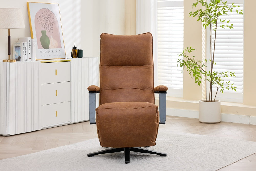 Relaxfauteuil Martin – 2-motorig met accu – Bull Leder – Camel