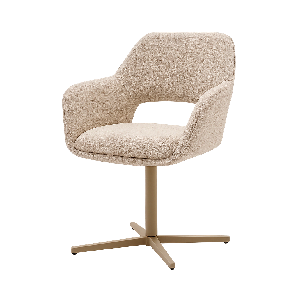 Eetkamerstoel Wiep – Kleur 08 Sand met Zandkleurig Metalen Onderstel