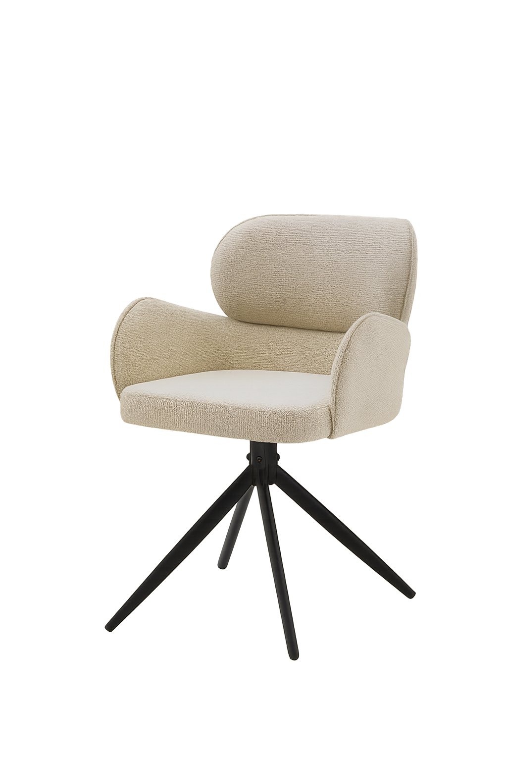 Eetkamerstoel Wipke – Kleur 02 Sand met Zwart Metalen Frame