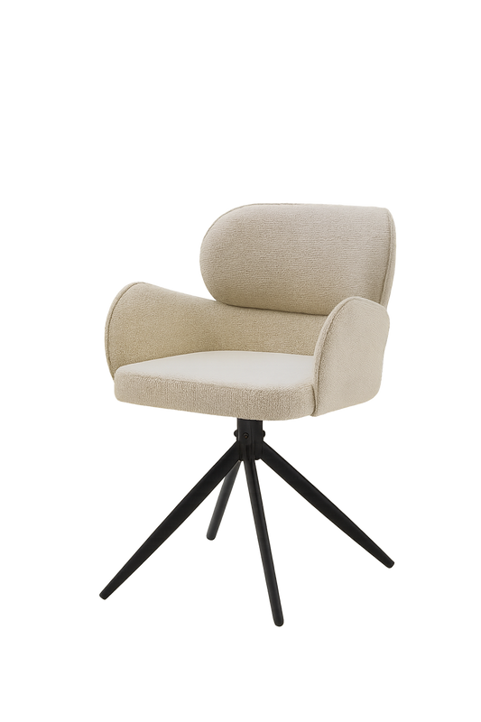 Eetkamerstoel Wipke – Kleur 02 Sand met Zwart Metalen Frame