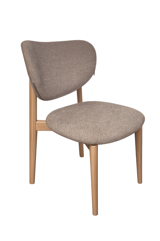Stoel Frida – Taupe stoel met eiken frame | Sahara 130