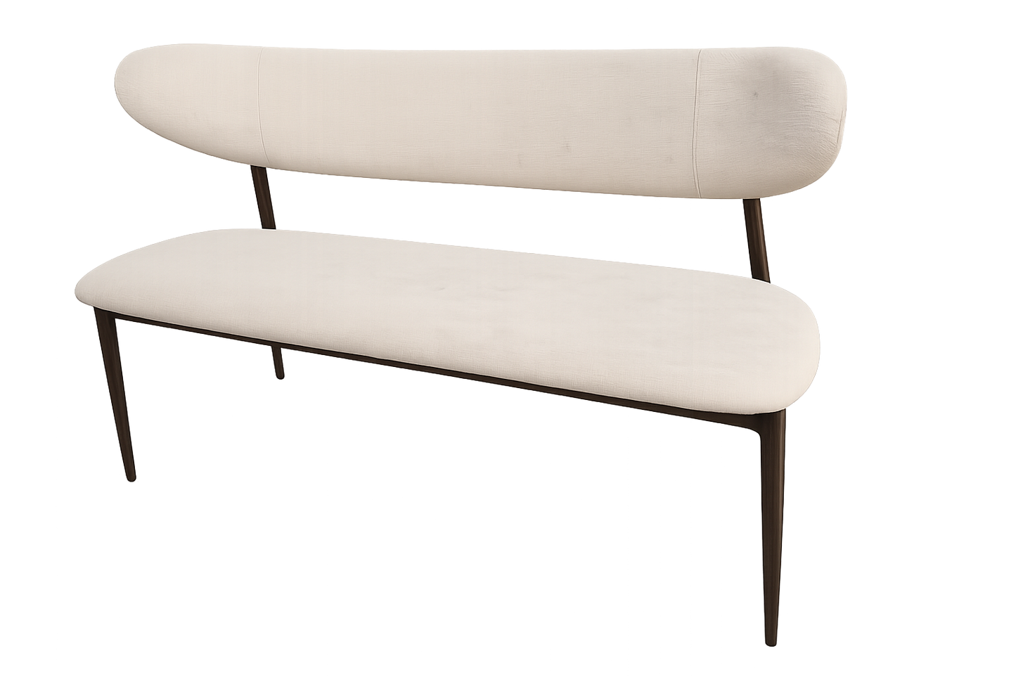 Bankje Kami – 150 cm | Japandi stijl | Metaal frame (brown) | Kleur cream