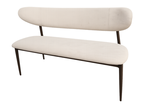 Bankje Kami – 150 cm | Japandi stijl | Metaal frame (brown) | Kleur cream