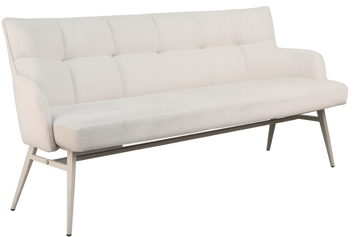 Eetkamerbank James – 180 cm | Off White stof Harmony 02 met zandkleurige poten