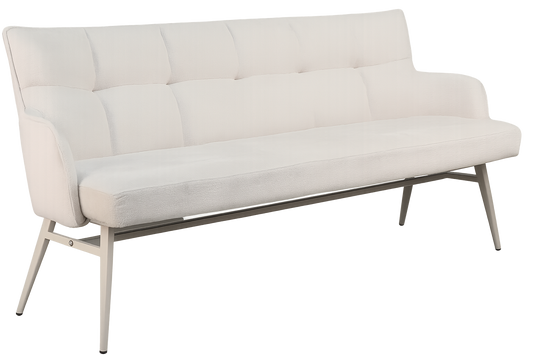 Eetkamerbank James – 180 cm | Off White stof Harmony 02 met zandkleurige poten