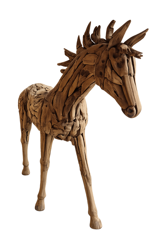 Teakhouten Paard Beeld – Levensgroot Decorbeeld 200 cm
